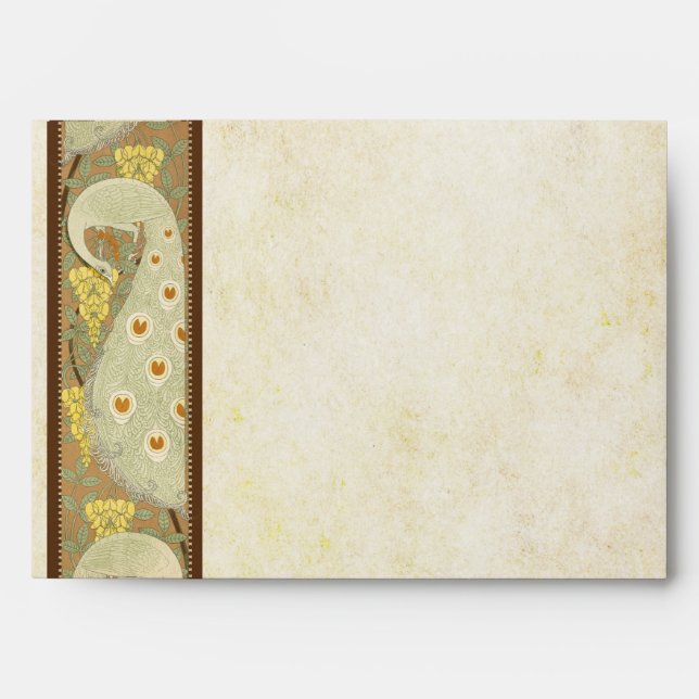 Vintage Art Nouveau Peacock Wedding  Envelope (Front)