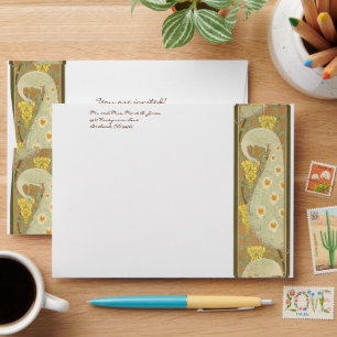 Vintage Art Nouveau Peacock Wedding Envelopes