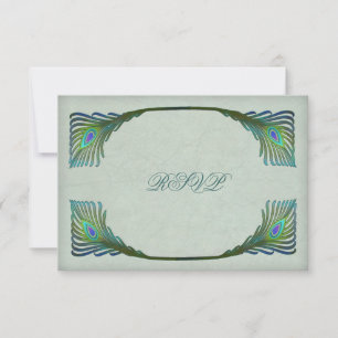 Vintage Art Nouveau Peacock Wedding RSVP Card