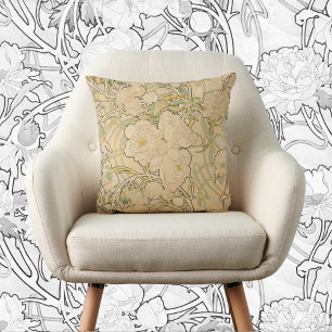 Vintage Art Nouveau, Peonies by Alphonse Mucha Throw Pillow