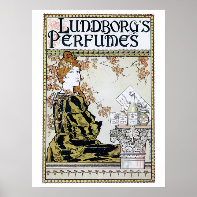 Vintage art nouveau perfume advert poster (Front)