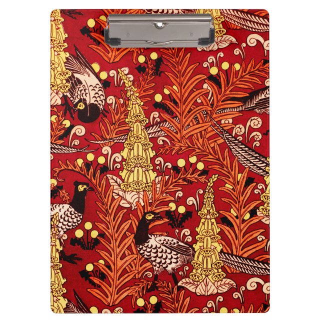 Vintage Art Nouveau Pheasants, Ferns and Dandelion Clipboard (Front)