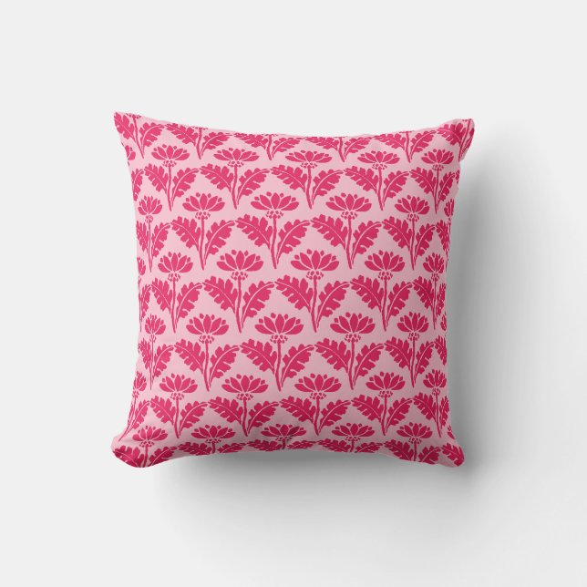 Vintage Art Nouveau Pink Flower Pattern Throw Pillow (Front)