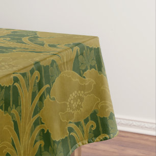 Vintage Art Nouveau Poppy Flowers Pattern Tablecloth