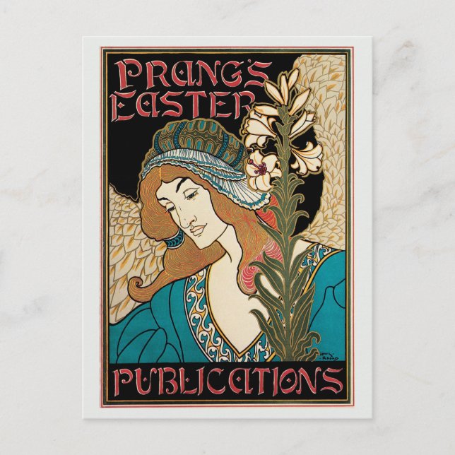 Vintage art nouveau Prang's Easter Holiday Postcard (Front)