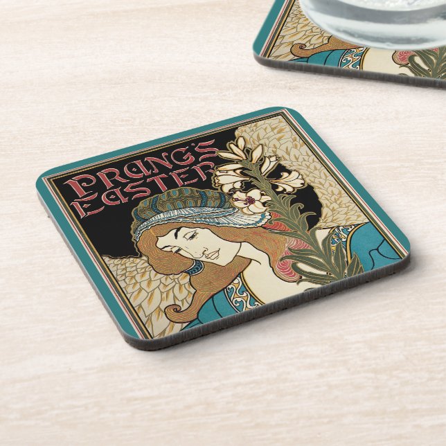 Vintage Art Nouveau, Prang's Easter Publications Coaster (Left Side)