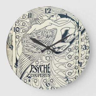 Vintage Art Nouveau Psyche on Winged Horse Pegasus Large Clock