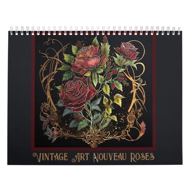 Vintage Art Nouveau Red Roses  Calendar (Cover)