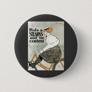 Vintage Art Nouveau, Ride a Sterns Bicycles Bikes 2 Inch Round Button