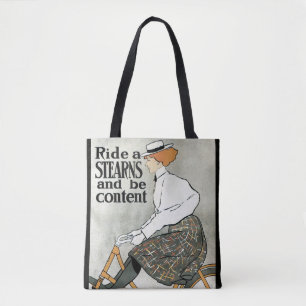 Vintage Art Nouveau, Ride a Sterns Bicycles Bikes Tote Bag