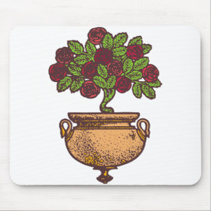 Vintage Art Nouveau rose tree floral design Mouse Pad