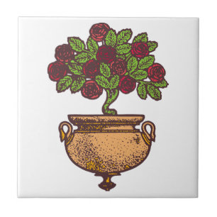 Vintage Art Nouveau rose tree floral design Tile