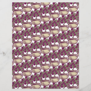 Vintage Art Nouveau rose tree maroon pattern