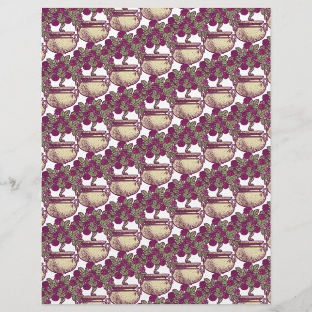 Vintage Art Nouveau rose tree maroon pattern (Front)