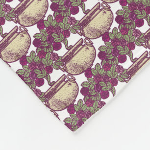Vintage Art Nouveau rose tree maroon pattern Fleece Blanket