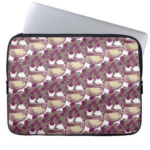 Vintage Art Nouveau rose tree maroon pattern Laptop Sleeve