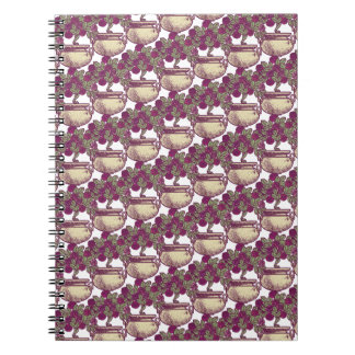Vintage Art Nouveau rose tree maroon pattern Notebook