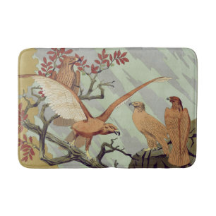 Vintage Art Nouveau Sage Green Eagle Nature Art Bath Mat