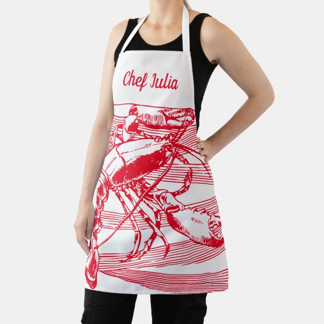 Vintage Art Nouveau Seafood Lobster Apron (Insitu)