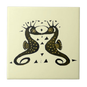 Vintage Art Nouveau Seahorses Tile