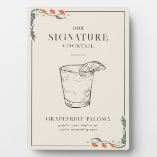 Vintage Art Nouveau Signature Cocktail Sign Plaque