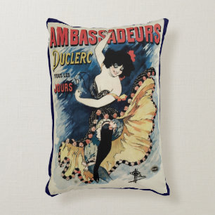 Vintage Art Nouveau, Spanish Flamenco Dancer Accent Pillow