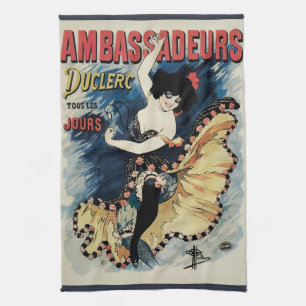 Vintage Art Nouveau, Spanish Flamenco Dancer Kitchen Towel