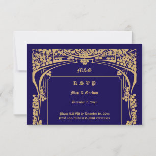 Vintage Art Nouveau Style Wedding RSVP Card