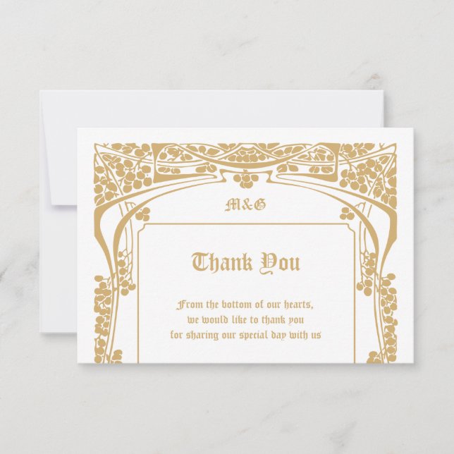 Vintage Art Nouveau Style Wedding Thank You Card (Front)