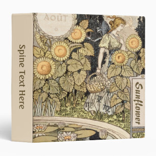Vintage Art Nouveau Sunflower Garden Grasset Woman Binder