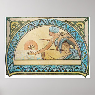 Vintage Art Nouveau sunset Poster