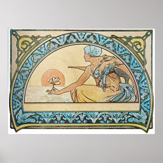 Vintage Art Nouveau sunset Poster (Front)