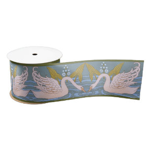 Vintage Art Nouveau Swan Pattern  Satin Ribbon