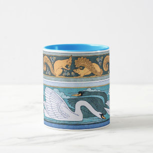 Vintage Art Nouveau Swans and Squirrels  Mug