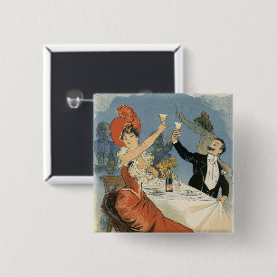 Vintage Art Nouveau, Taverne Olympia Restaurant 2 Inch Square Button