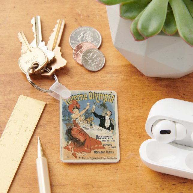 Vintage Art Nouveau, Taverne Olympia Restaurant Keychain (Desk)