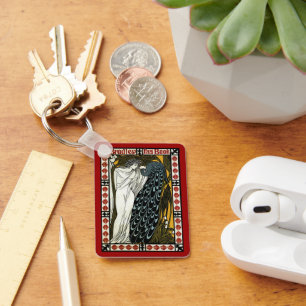 Vintage Art Nouveau, The Kiss by William Bradley Keychain