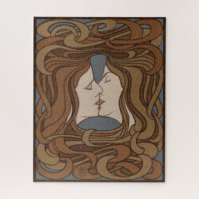 Vintage Art Nouveau The Kiss Jigsaw Puzzle (Vertical)
