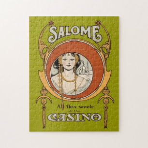 Vintage Art Nouveau Theatre Casino Woman Design Jigsaw Puzzle