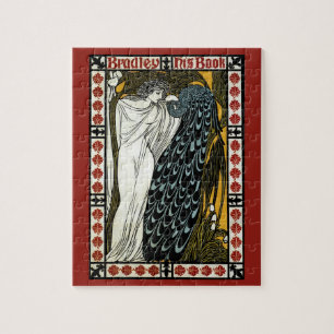 Vintage Art Nouveau This Kiss, Woman with Peacock Jigsaw Puzzle