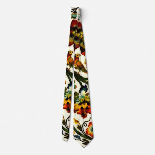 Vintage Art Nouveau Thistles Cicadas Pattern Tie