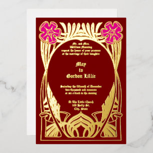 Vintage Art Nouveau Two Flowers Foliage Frame