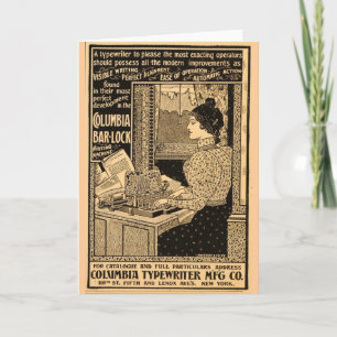 Vintage Art Nouveau Typewriter Advertisement  Card