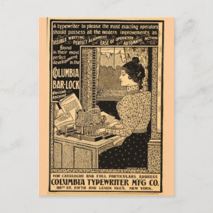 Vintage Art Nouveau Typewriter Advertisement  Postcard