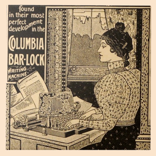 Vintage Art Nouveau Typewriter Advertisement  Tile (Creator Uploaded)