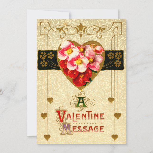 Vintage Art Nouveau Valentine's Day Card Template (Front)