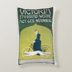 Vintage Art Nouveau, Victoria Fahrrad Werke, Rehm Accent Pillow