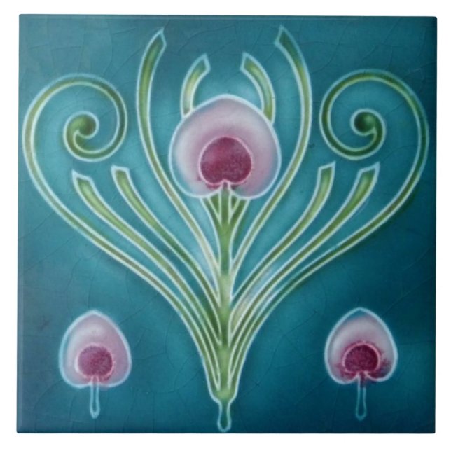 Vintage Art Nouveau Wall Tile Floral (Front)