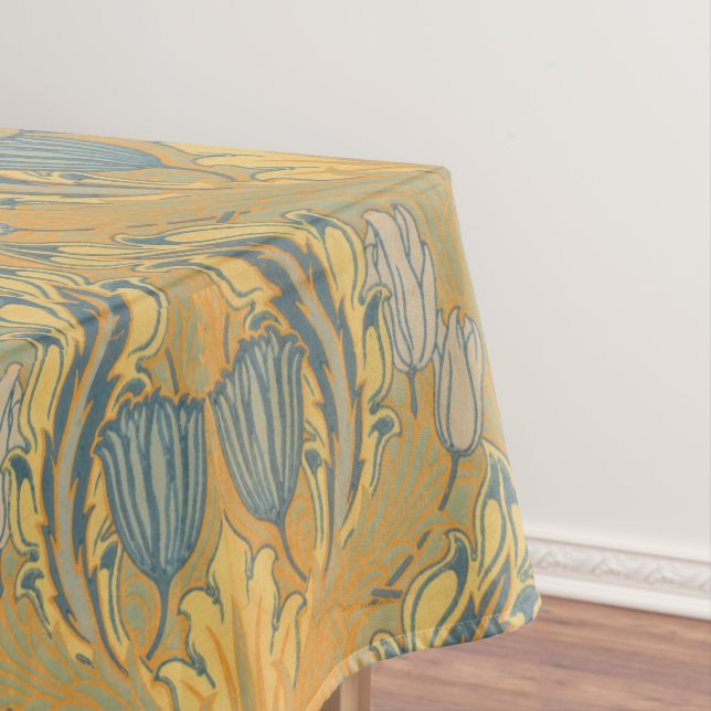 Vintage Art Nouveau Walter Crane Tulip pattern Tablecloth (In Situ)