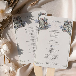 Vintage Art Nouveau Wedding Program Card Hand Fan